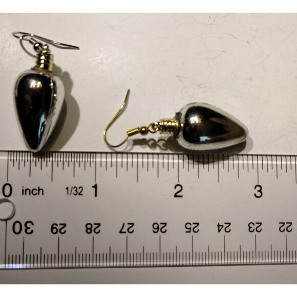 Silver Christmas Tree Light Earrings - Picture 2 of 2